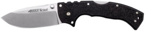 Cold Steel CS62RQ 4-Max Scout 4" Folding Plain Stone Washed Japanese AUS-10A SS Blade/ Black Griv-Ex Handle Includes Pocket Clip