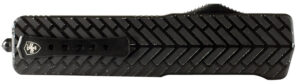 Templar Knife SAHBG32 Premium LW  Small 3" OTF Drop Point Plain Black Oxide Stonewashed D2 Steel Blade, 4.50" Black Herringbone Aluminum Handle