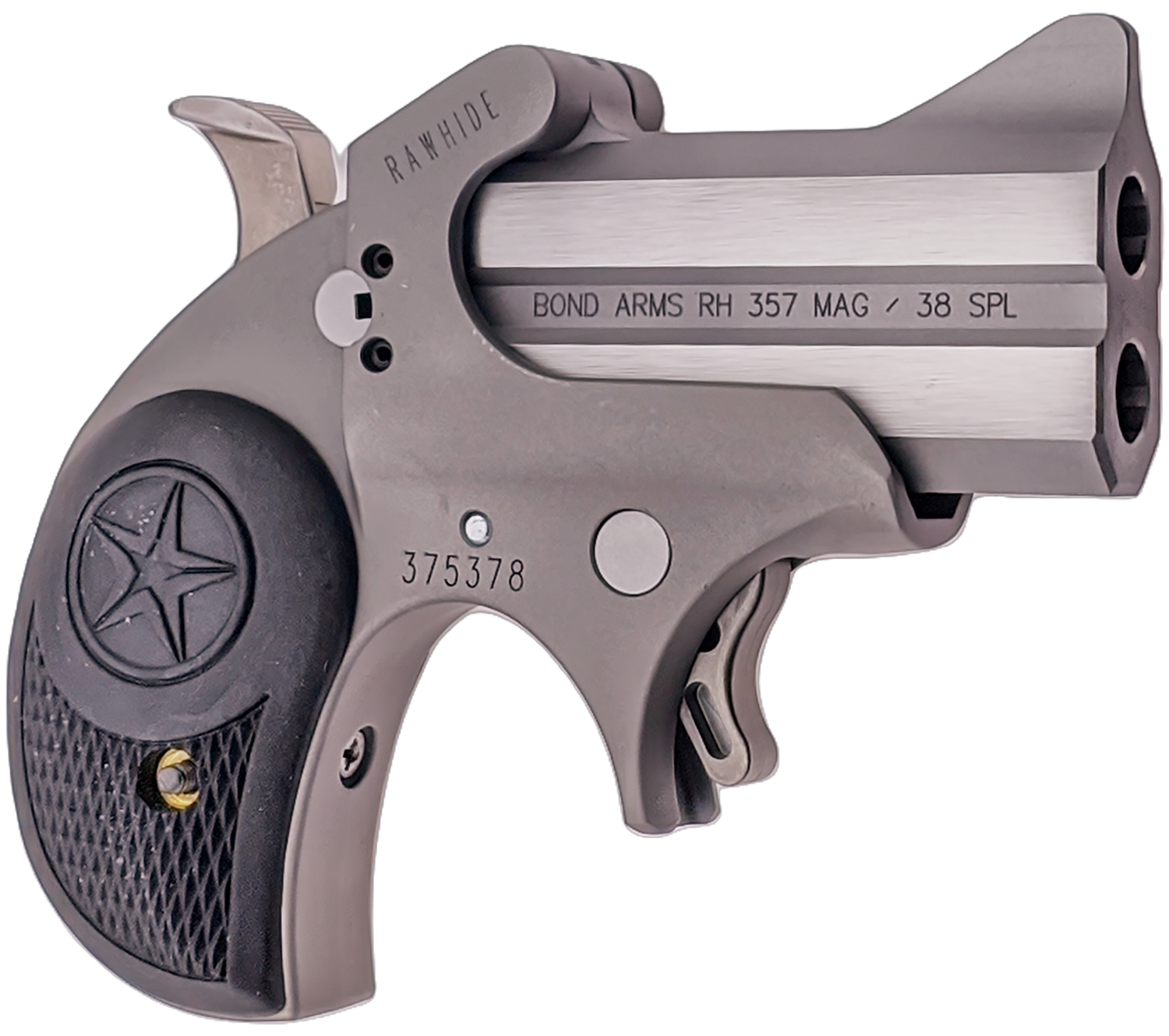 Bond Arms BARHR Rawhide 38 Special/357 Mag 2 Shot 2.50" Rough Matte Stainless Steel Barrel & Frame, Black Rubber Grips