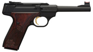 Browning 051519490 Buck Mark Challenge 22 LR 10+1 5.50" Polished Flats Steel Barrel, Matte Black Serrated Slide & Aluminum Frame, Engraved Rosewood Grip
