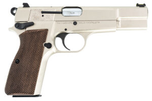 MAC 12000001 P-35  9mm Luger 15+1 4.70" Stainless Steel Barrel, Satin Nickel Serrated Steel Slide & Frame w/Beavertail & Picatinny Rail, G10 Grip