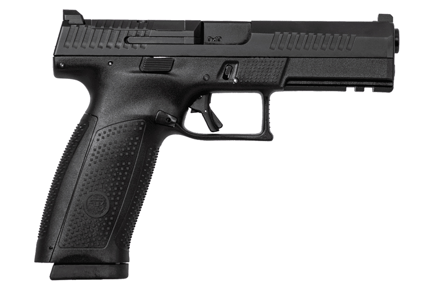 CZ-USA 01550 P-10 F 9mm Luger 10+1 5.10" Black Steel Barrel, Black Nitride Optic Ready/Serrated Steel Slide, Black Polymer Frame w/Picatinny Rail, Ambidextrous