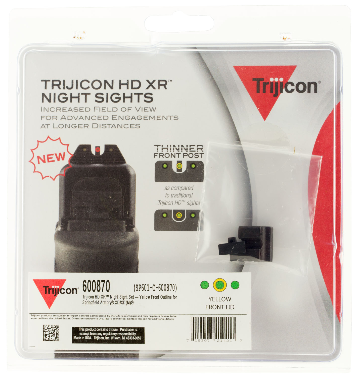 Trijicon 600870 HD XR Night Sights Green/Tritium Yellow Outline Front Sight-Green Tritium Black Outline Rear Sight Springfield Armory XD/XD-M/XD Mod.2