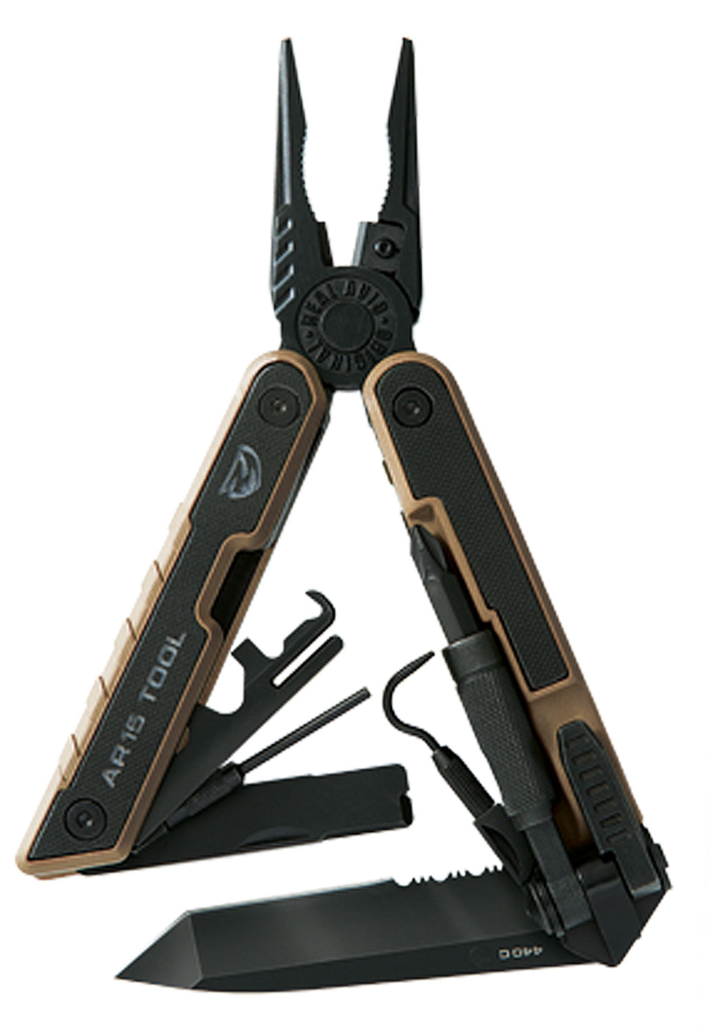 Real Avid AVAR15T AR15 440C SS Part Serrated Blade Black G10 Handle AR Platform