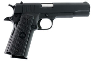 Rock Island 51453 GI Standard FSHC *CA Compliant 45 ACP Caliber with 5" Barrel, 10+1 Capacity, Overall Black Parkerized Finish Steel, Beavertail Frame, Serrated Slide & Black Rubber Grip
