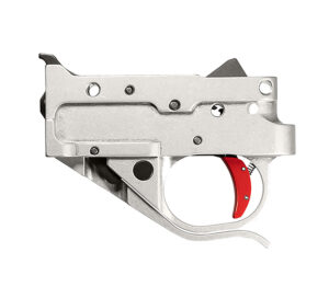Timney Triggers 10222C16 Replacement Trigger  Single-Stage Curved Trigger with 2.75 lbs Draw Weight & Silver/Red Finish for Ruger 10/22