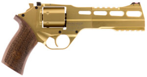 Chiappa Firearms 340225 Rhino 60DS Medium Frame 357 Mag 6 Shot, 6" Gold Plated PVD Steel Vent Rib Barrel & Cylinder, Gold Plated PVD Aluminum Frame,  Walnut Grip, Concealed Hammer