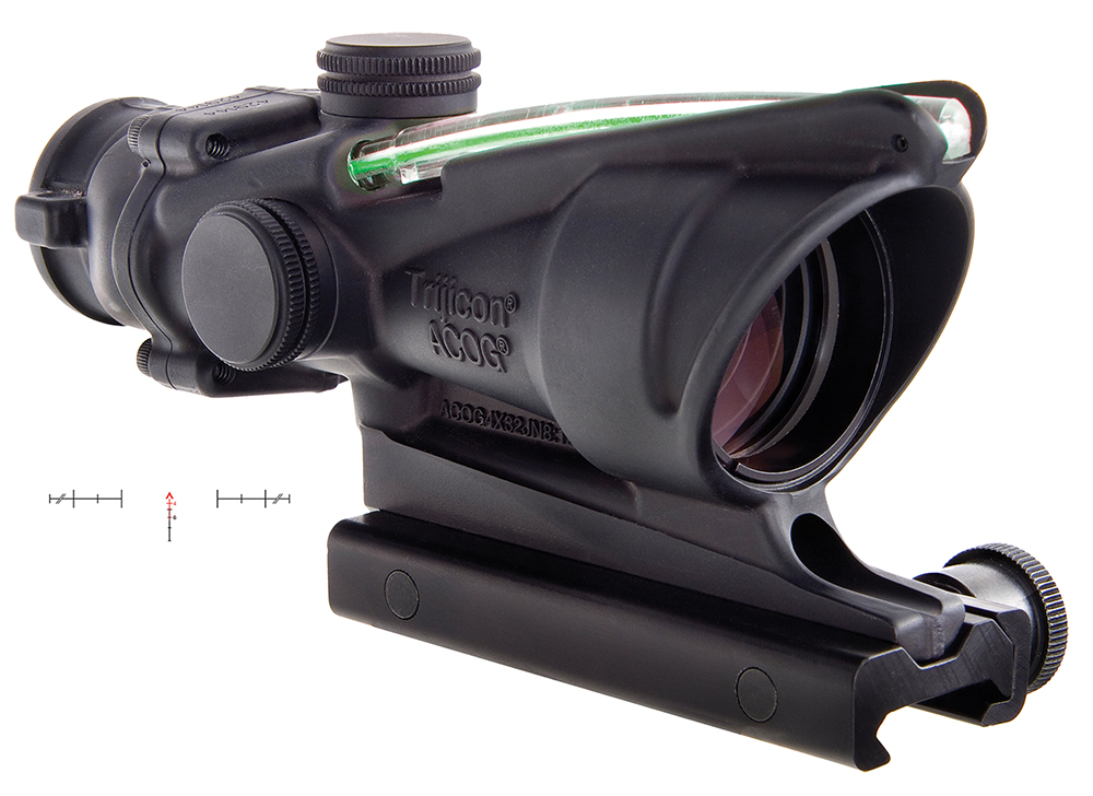 Trijicon 100229 ACOG Black Hardcoat Anodized 4x 32mm Illuminated Green Chevron Reticle
