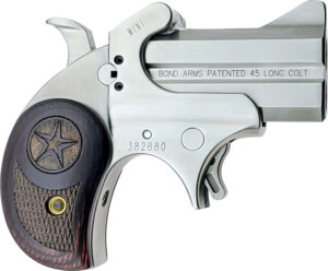 Bond Arms BAM Mini Original 45 Colt (LC) 2rd 2.50"  Stainless Steel Double Barrel & Frame, Auto Extractor & Rebounding Hammer, Blade Front/Fixed Rear Sights, Rosewood Grips, Manual Safety