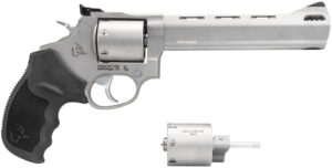 Taurus 2-692069 692  Medium 38 Special +P/357 Mag/ 9mm Luger 7 Shot 6.50" Matte Stainless Vent Rib Barrel, Cylinder & Frame, Black Ribber Grip, Transfer Bar Safety, Exposed Hammer, 2 Cylinders