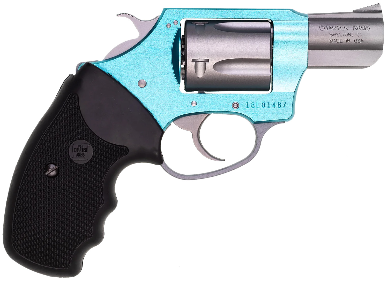 Charter Arms 53860 Undercover Lite Santa Fe Sky Small 38 Special, 5 Shot 2" Stainless Steel Barrel & Cylinder, Turquoise Aluminum Frame w/Black Finger Grooved Rubber Grip, Exposed Hammer