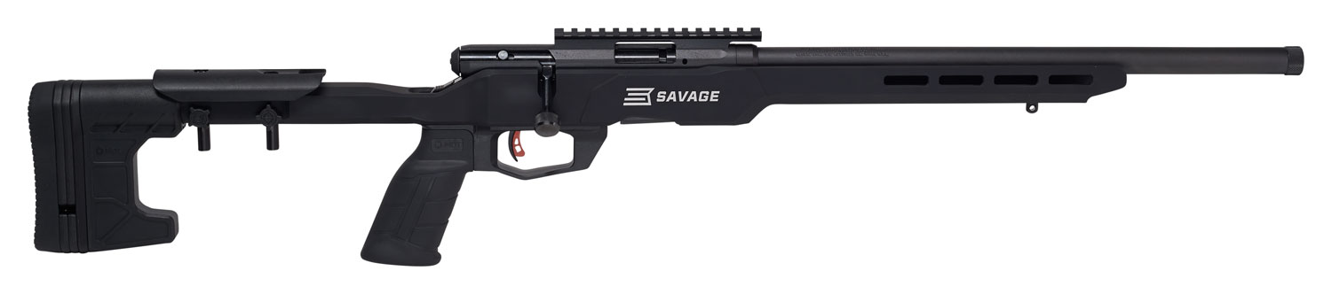 Savage Arms 70248 B22 Precision Full Size Bolt Action 22 LR 10+1 18" Barrel, Matte Black Metal Finish & Adjustable MDT ACC Aluminum Chassis Matte Black Stock