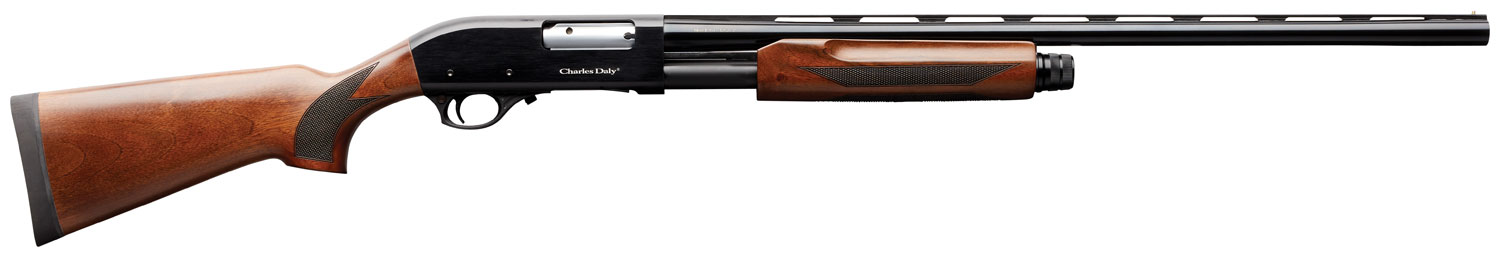 Charles Daly 930200 301 Full Size 20 Gauge Pump 3" 4+1 26" Blued Vent Rib Barrel, Black Anodized Aluminum Grooved Receiver, Fixed Gloss Wood Stock, Right Hand, Beretta/Benelli Mobil Choke System