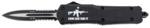 Templar Knife LAR15431 Gen II Come And Take It Large 3.50" OTF Dagger Part Serrated Black Oxide Stonewashed 440C SS Blade, 5.25" Black w/ "Come And Take It" AR-15 Gun Aluminum Handle, Glass Breaker