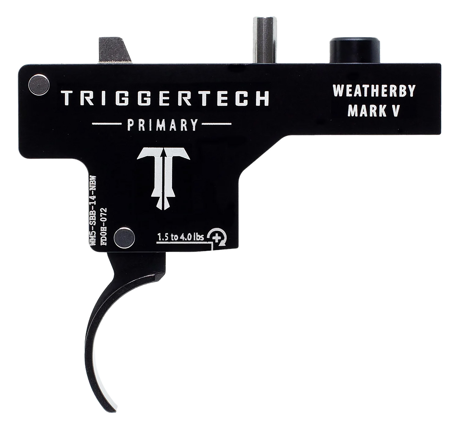 TriggerTech WM5SBB14NBW Primary Single-Stage Curved Trigger with 1.50-4 lbs Draw Weight & Black PVD Finish for Weatherby Mark V