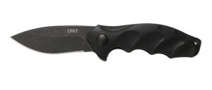 CRKT K221KKP Foresight Assisted 3.53" Folding Modified Drop Point Plain Black Stonewashed 4116 Stainless Steel Blade/ Black Contoured GRN Handle Includes Pocket Clip