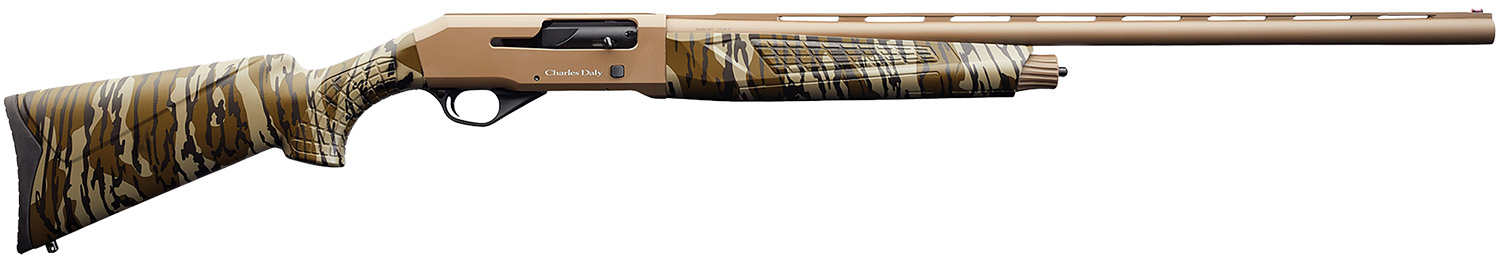 Charles Daly 930271 601 12 Gauge 4+1 3" 28" Vent Rib Barrel, Flat Dark Earth Barrel/Receiver Finish, Mossy Oak Bottomland Stock & Forend, Includes 3 Chokes