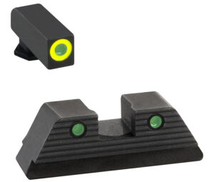 AmeriGlo GL821 Trooper Sight Set for Glock  Green Tritium LumiGreen Outline Front Sight-Green Tritium Black Outline Rear Sight