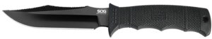 S.O.G SOGE37SNCP Seal Pup Elite 4.85" Fixed Clip Point Plain Black Hardcased TiCN AUS-8A SS Blade/Black w/Grip Lines GRN Handle Includes Lanyard/Sheath