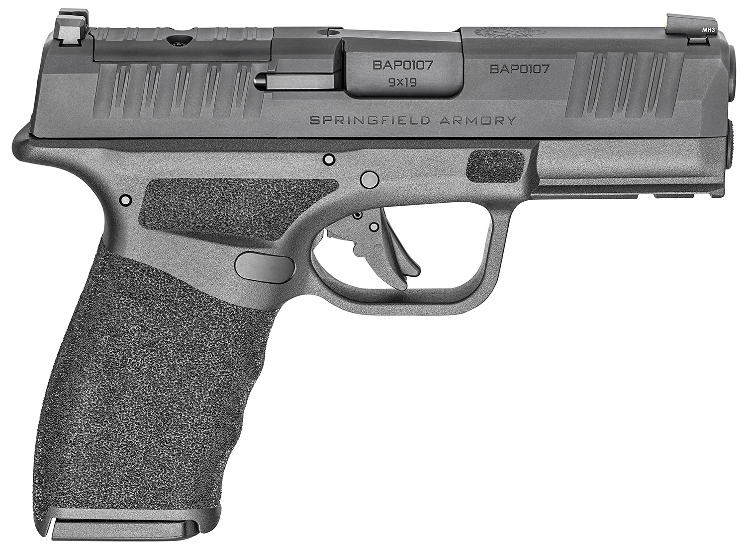 Springfield Armory HCP9379BOSPLC Hellcat Pro OSP Compact 9mm Luger 10+1 3.70" Black Melonite Steel Barrel & Optic Ready/Serrated Slide, Black Polymer Frame w/Picatinny Rail, Textured Grip