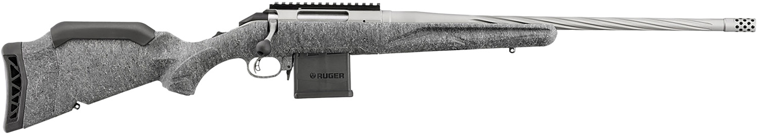 Ruger 46908 American II Full Size 204 Ruger 10+1 20" Gun Metal Gray Cerakote Spiral Fluted Threaded Barrel & Alloy Steel Receiver w/Picatinny Rail, Gray Splatter Adj LOP Synthetic Stock