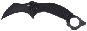 CRKT 2635 DU Hoc Deadbolt 3.62" Fixed Karambit Plain Black Powder Coated D2 Steel Blade, Black G10 Handle