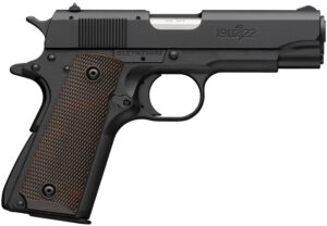 Browning 051064490 1911 A1 Compact Frame 22 LR 10+1 3.63" Stainless Steel Barrel, Matte Black Serrated Slide, Matte Black Polymer Frame, Brown Composite Grip