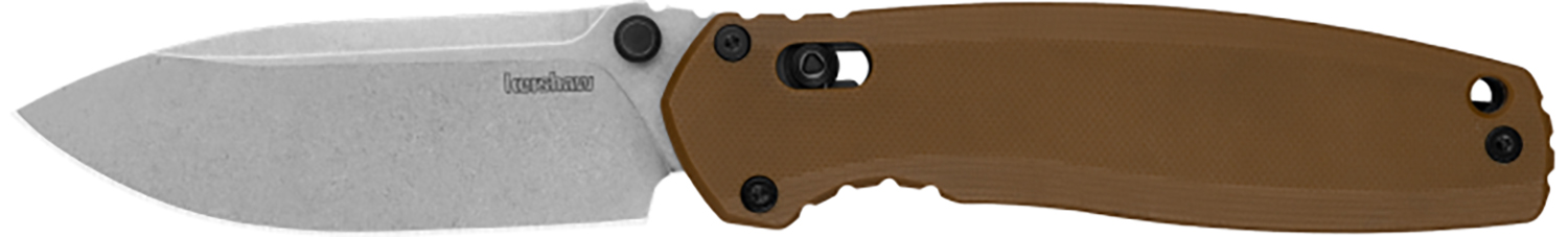 Kershaw 2052 Broadside 3.50" Folding Spear Point Plain Stonewashed D2 Steel Blade, Brown G10 Handle