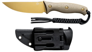 Civivi Knives C23041-2 Stormridge  3.92" Fixed Straight Back Plain Desert Tan Stonewashed Nitro-V Steel Blade, Tan Textured G10 Handle