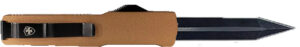 Templar Knife MAAB121 Premium LW Slim 3.25" OTF Dagger Plain Black Oxide Stonewashed Powder Coated D2 Steel Blade, 5" Bronze Anodized Aged Aluminum Handle