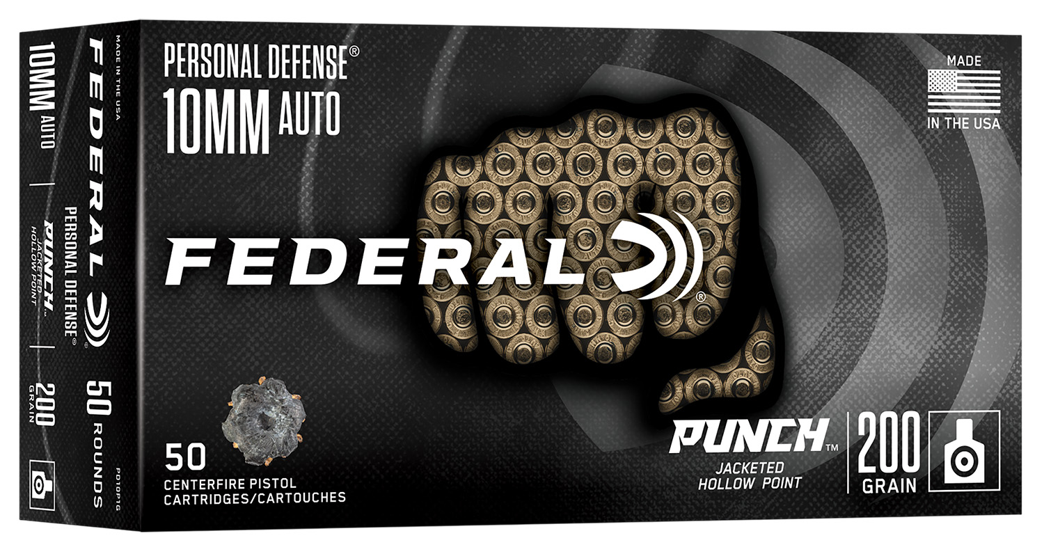 Federal PD10P1G Punch 10mmAuto 200gr Jacketed Hollow Point 50 Per Box/10 Case