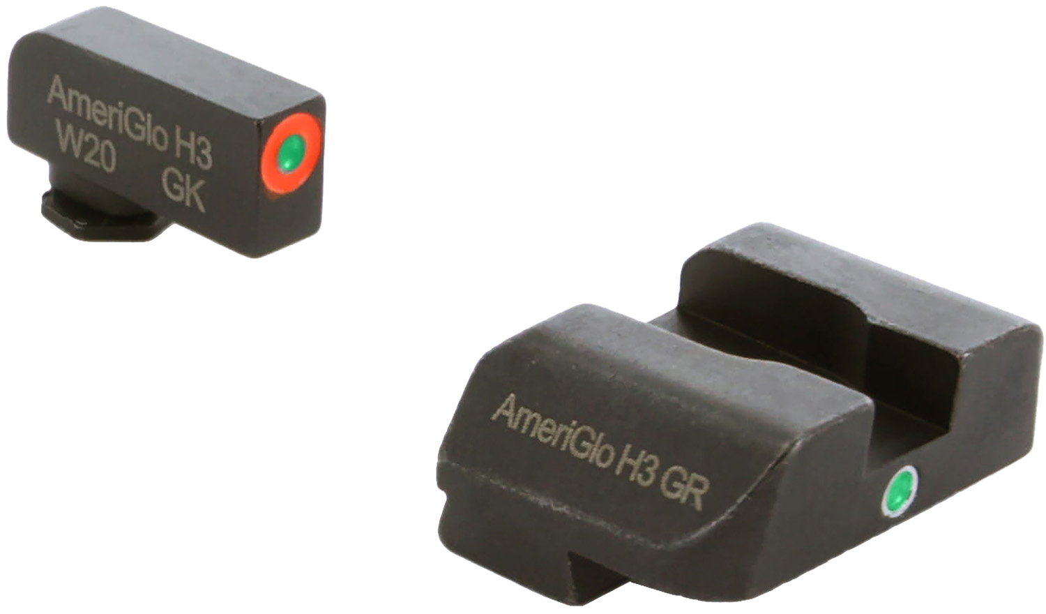 AmeriGlo GL203 i-Dot Sight Set for Glock Green Tritium Orange Outline Front Sight-Green Tritium Rear Sight