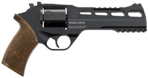 Chiappa Firearms 340167 Rhino 60DS  Large Frame 9mm Luger 6 Shot, 6" Black Anodized Steel Vent Rib Barrel & Cylinder, Black Anodized Aluminum Frame, Walnut Grip, Concealed Hammer