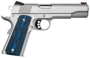 Colt Mfg O1072CCS Competition Government 9mm Luger 9+1 5" Stainless National Match Barrel, Stainless Steel Serrated Slide & Frame w/Beavertail, Checkered Blue G10 Grip, Ambidextrous