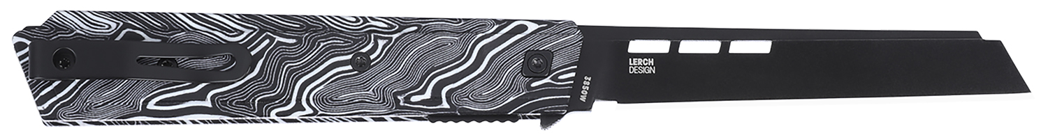 CRKT 3850W Zephyr 3.22" Sheepsfoot Plain Black TiNi 14C28N Steel Blade, Marbled Black/White G10 Handle